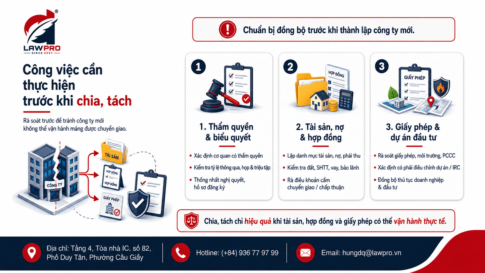 Công việc cần thực hiện trước khi chia, tách